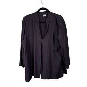 Eileen Fisher Purple Button Front Jacket Lightweight Lagenlook Womens Plus 1x?